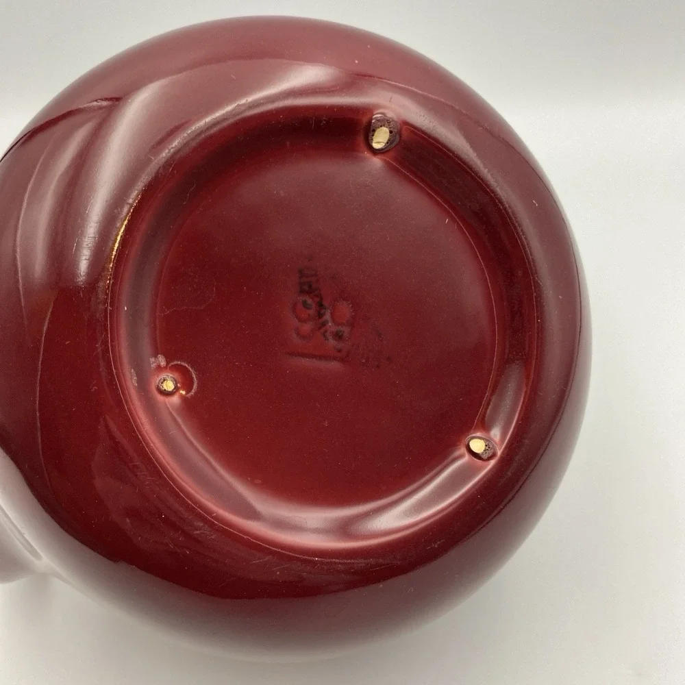 Vintage Franciscan Pottery Ball Pitcher Ice Lip Burgundy Maroon Rare Color MCM